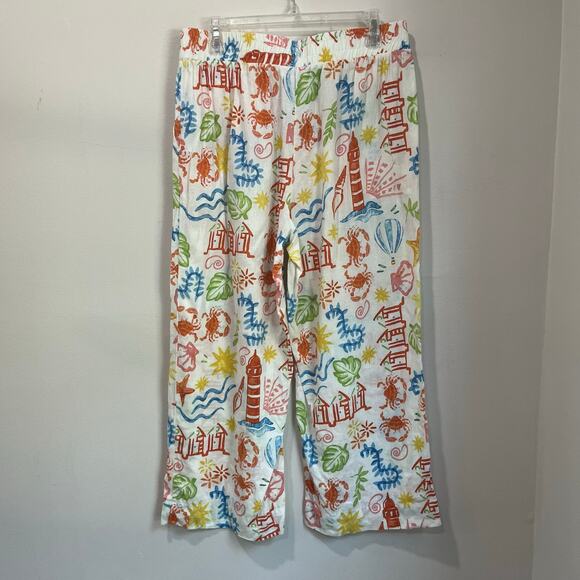 Panama Jack Linen Blend Pants Size L White Beach Lounge Coastal Resort - Picture 2 of 7